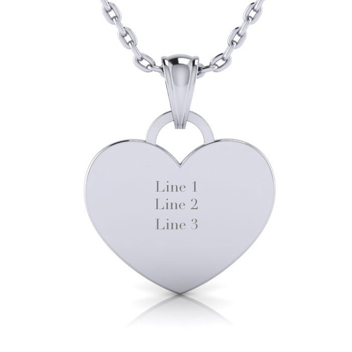 Sterling Silver Heart Tag Necklace With Free Custom Engraving, 18 Inches